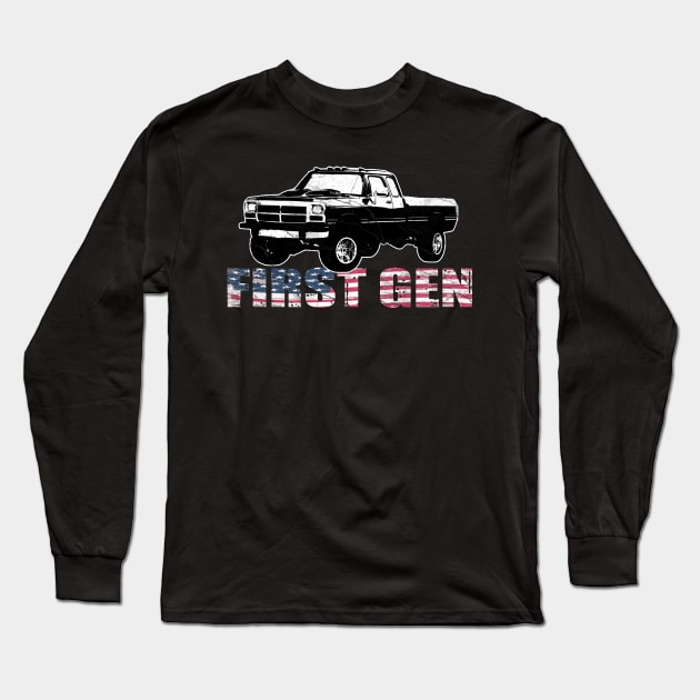 First Gen cummins Dodge ram truck Squarebody First generation Truck Classic American 1st gen Pickup Long Sleeve T-Shirt by JayD World